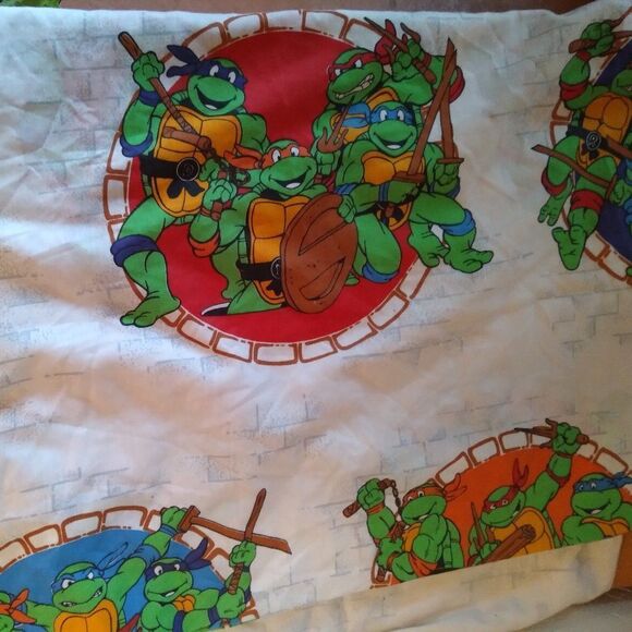 VTG Teenage Mutant Ninja Turtles Pattern Bed Sheet - Picture 1 of 5